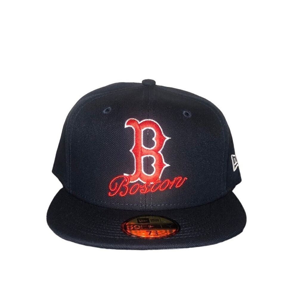 New Era Boston Red Sox Dual Logo 59FIFTY Fitted Hat Cap Size 7 3/4